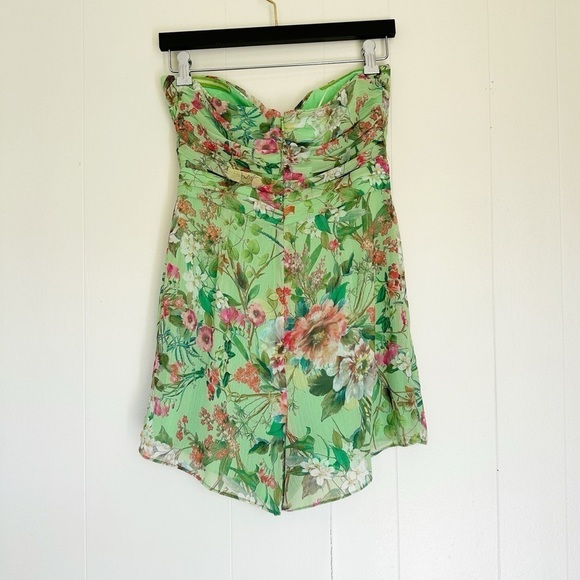 JAY GODFREY Lydia Strapless Green Floral Romper Size 4 - Picture 4 of 9